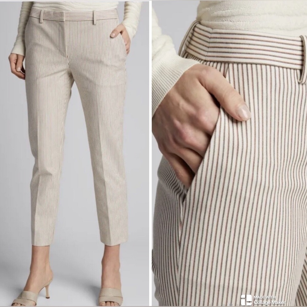 Theory Treeca 4 ivory multi stretch cotton pants NWT